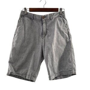 Mens Merona Gray Casual Cotton Shorts Size 28 Button Zip Chambray Summer Preppy